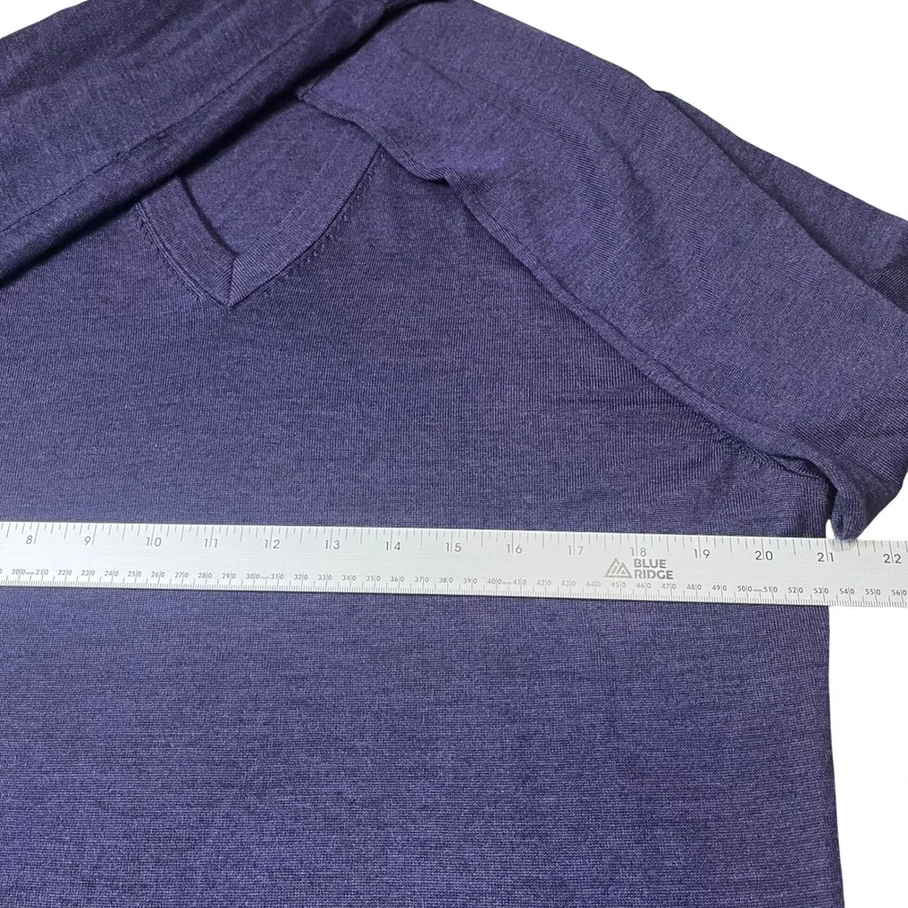 Brooks Brothers V-Neck Sweater Mens Medium Purple Brookstech Merino Wool Knit